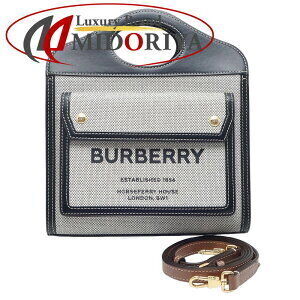 Burberry Pocket Bag Canvas Leather Black Brown